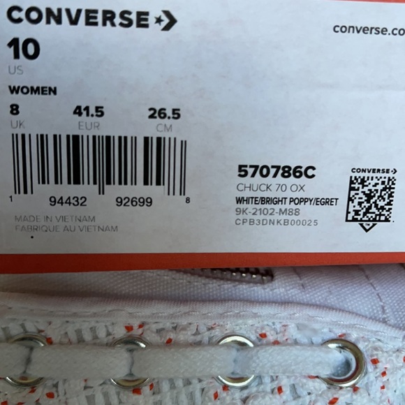 Converse Chuck 70 OX White/Bright Poppy/Egret WMNS - Picture 16 of 16